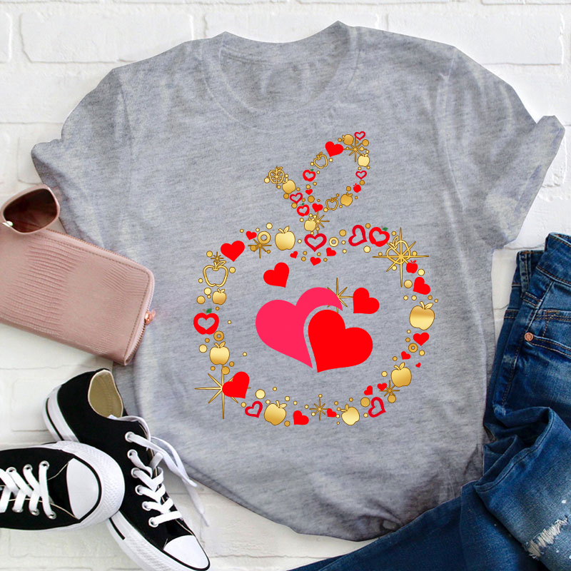 Apple Heart Teacher T-Shirt
