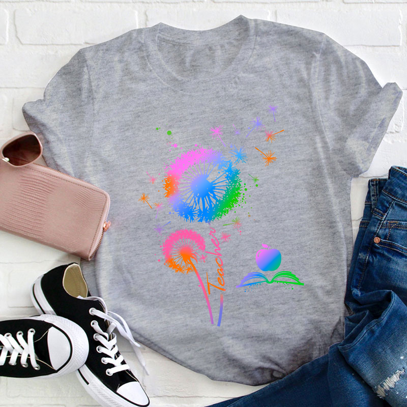 Colorful Dandelions Teacher T-Shirt
