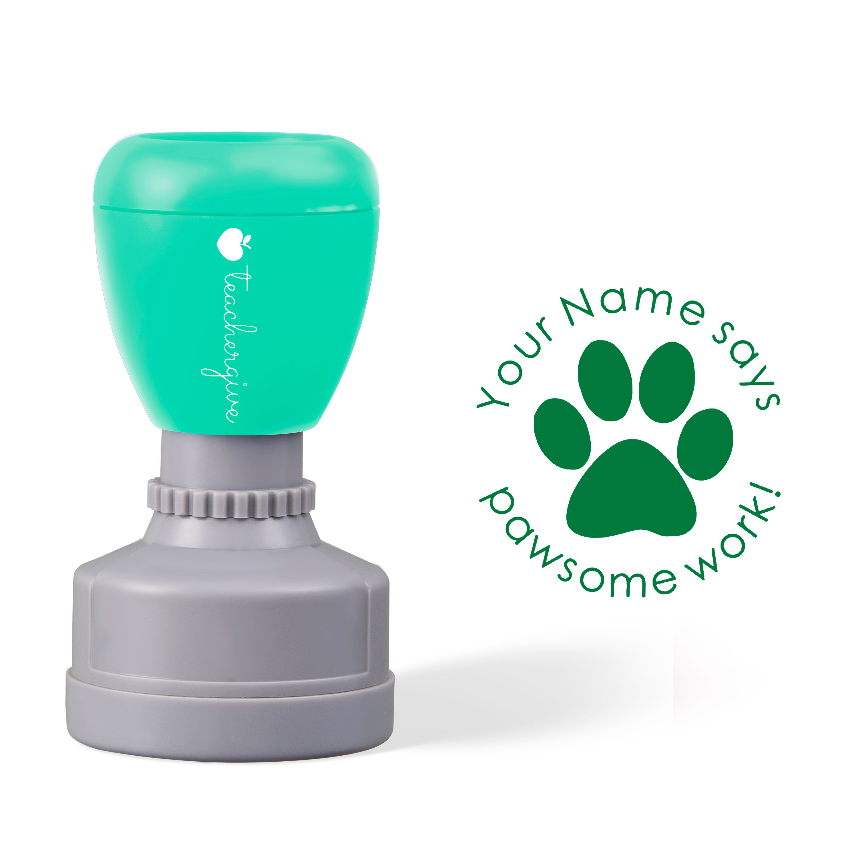 Personalized Pawsome Work Teacher Stamp