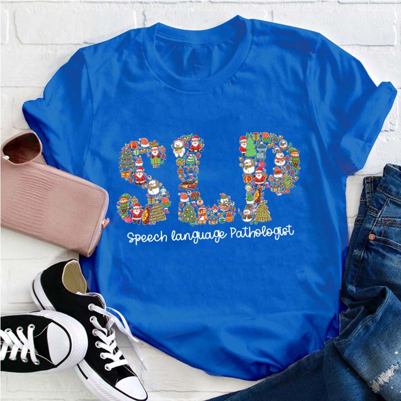 Speech Language Pathologist Christmas Element Teacher T-Shirt