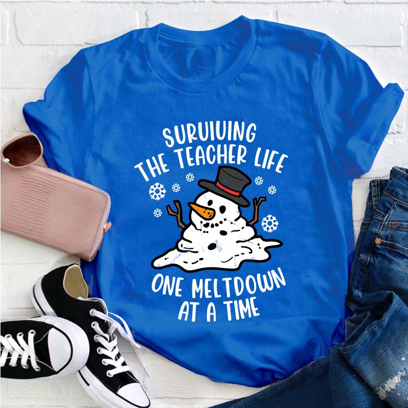 Personalized Surviving The Teacher Life One Meltdown At A Time Teacher T-Shirt