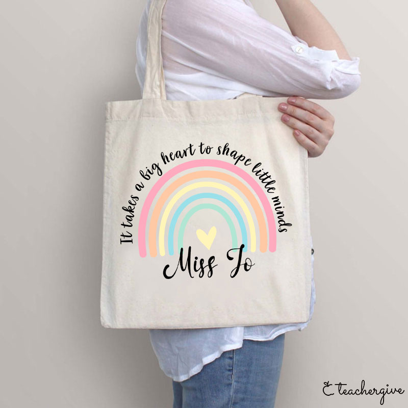 Personalized It Take A Big Heart To Shape Little Minds Teacher Tote Bag