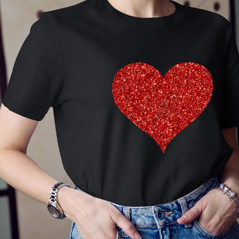 Glitter Heart Teacher T-Shirt