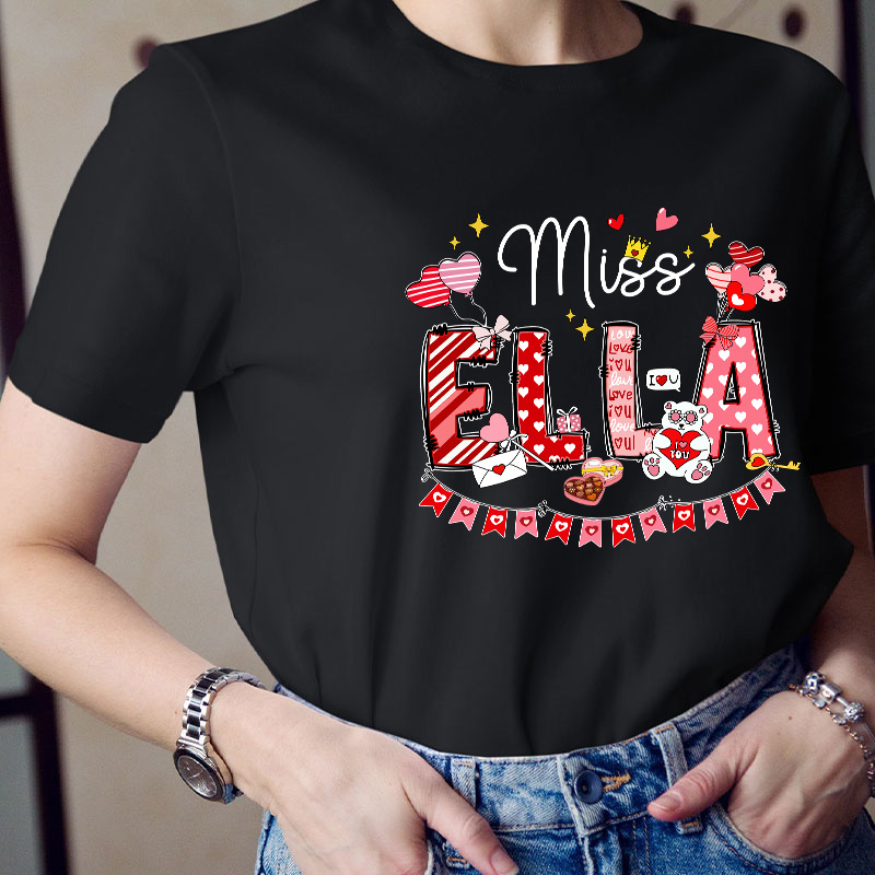 Personalized Valentines Day Teacher T-Shirt