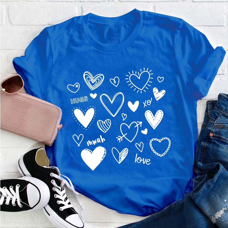 Hugs Xo Love Heart Teacher T-Shirt