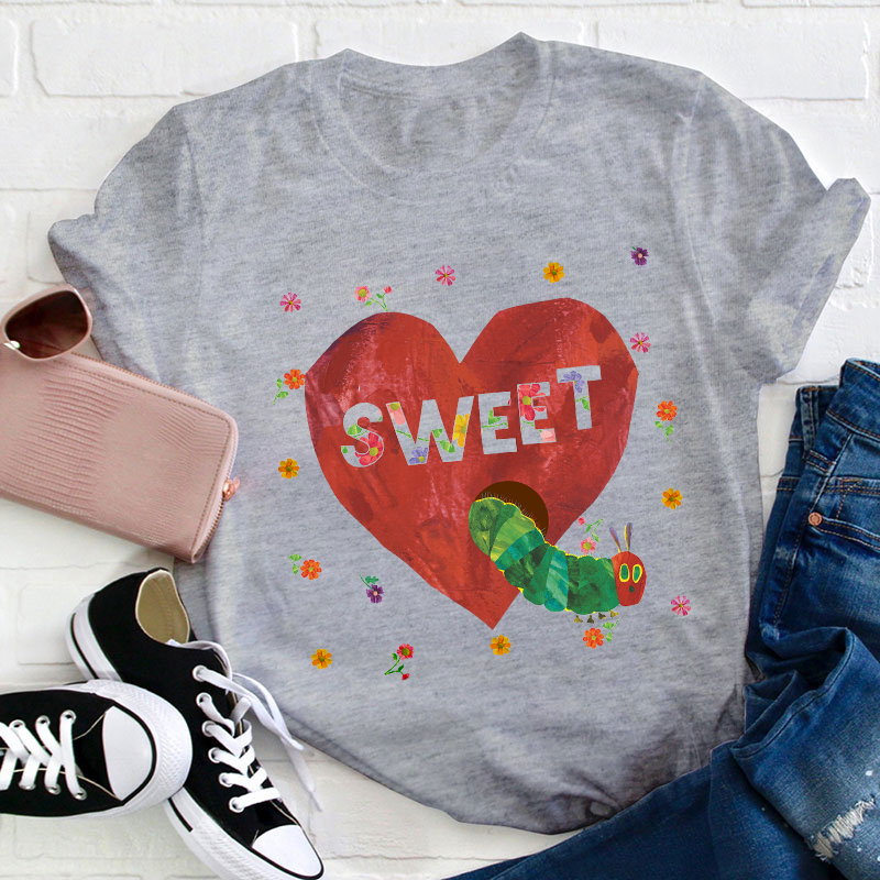 Sweet Heart Caterpillar Teacher T-Shirt