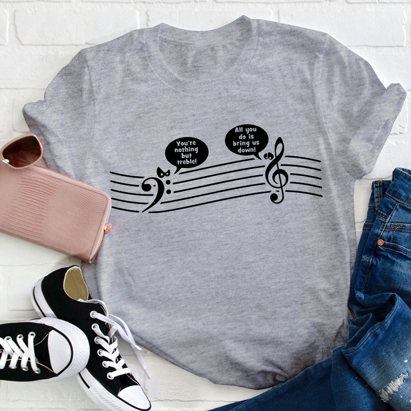 Funny Music Notes Teacher T-Shirt