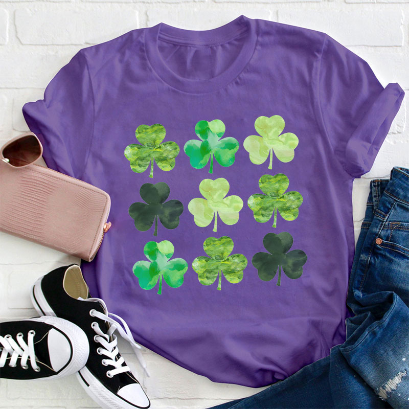Watercolor Clover Teacher T-Shirt
