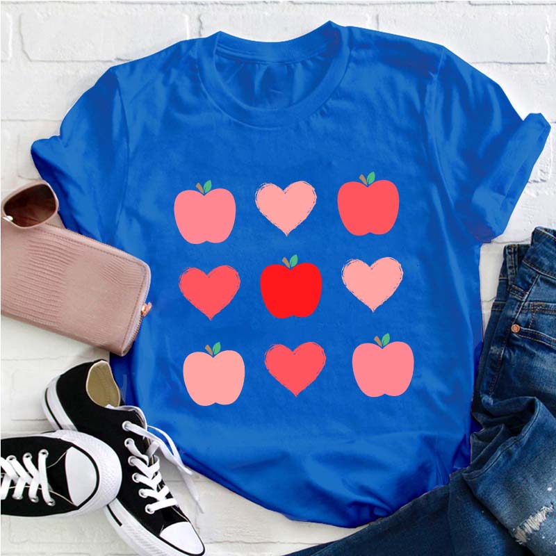 Apple Heart Valentines Day Teacher T-Shirt