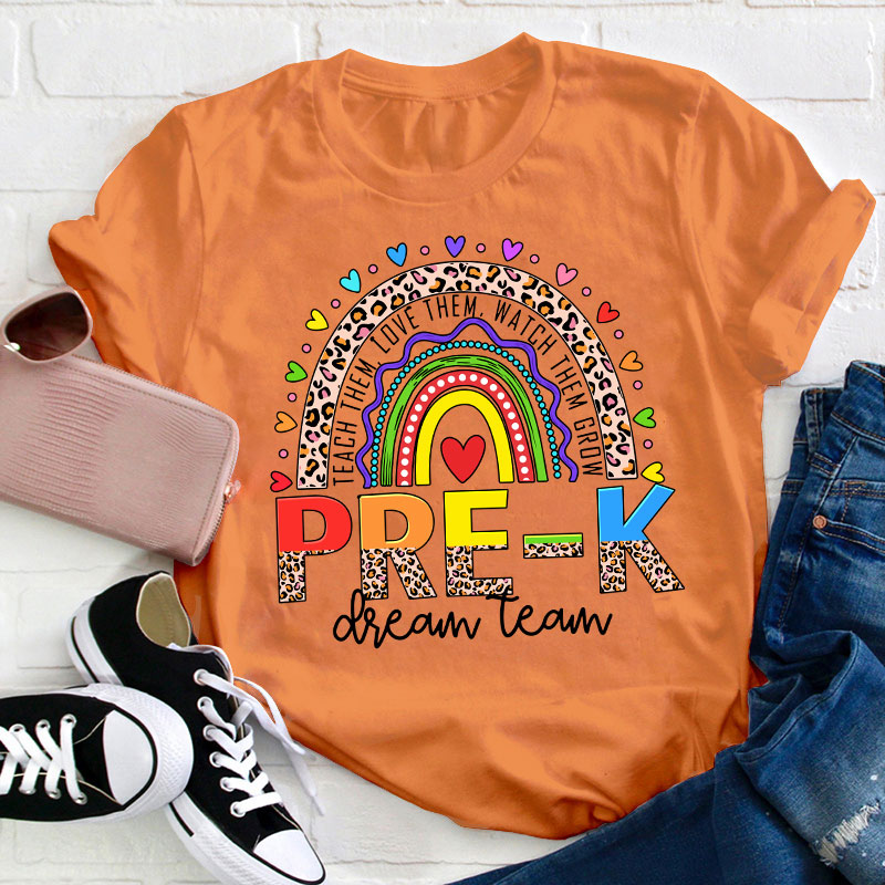 Personalized Grade Leopard Rainbow Teacher T-Shirt