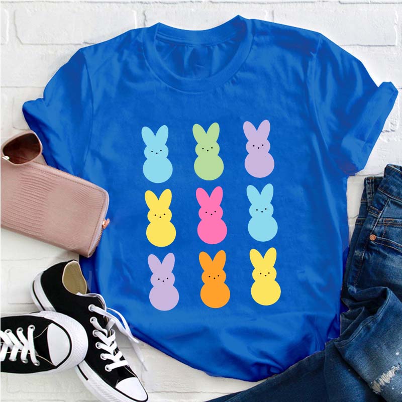 Colorful Easter Peeps Teacher T-Shirt