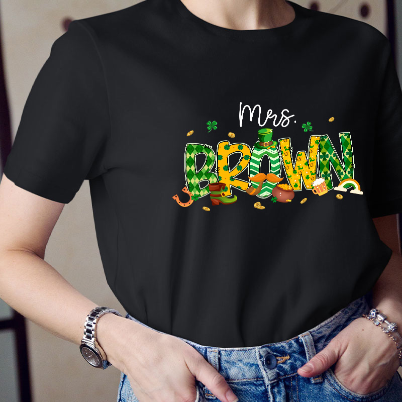 Personalized St Patricks Day Name Teacher T-Shirt