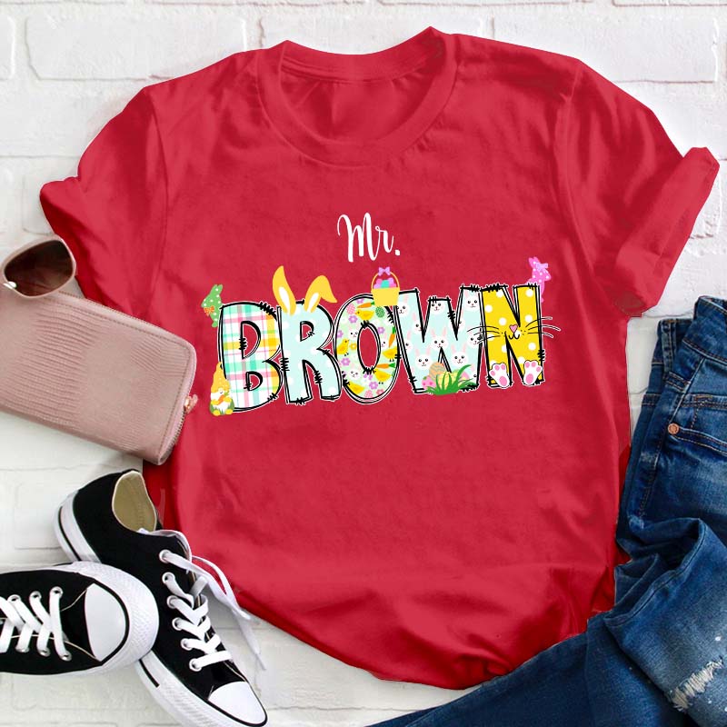 Personalized Bunny Teacher T-Shirt