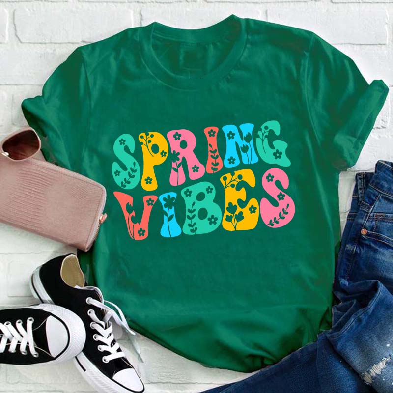 Spring Vibes Teacher T-Shirt