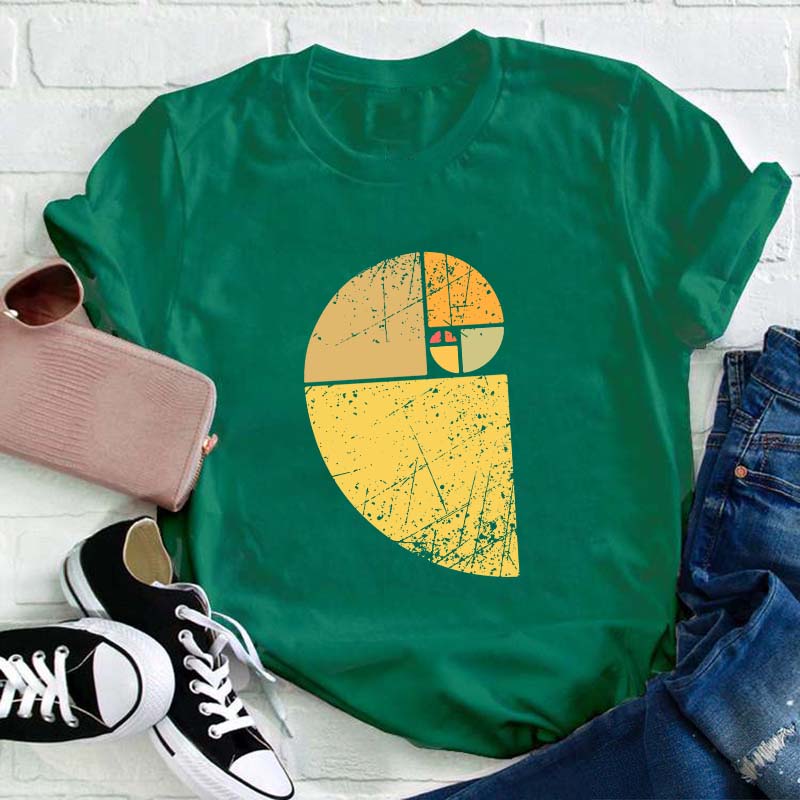 Vintage Fibonacci Spiral Science Golden Ratio Cool Math Teacher T-Shirt