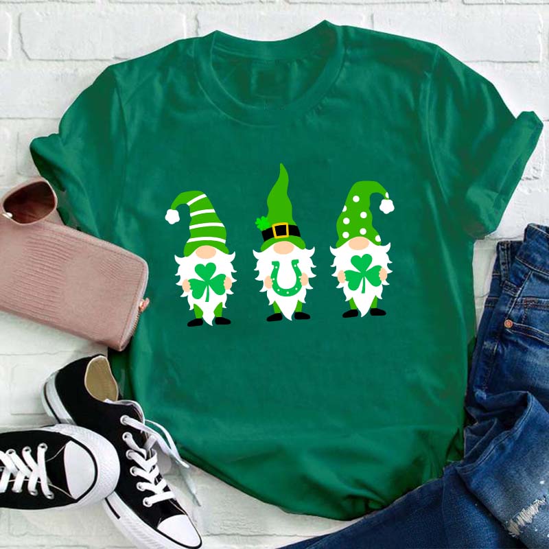 St Patricks Day Gnome Teacher T-Shirt