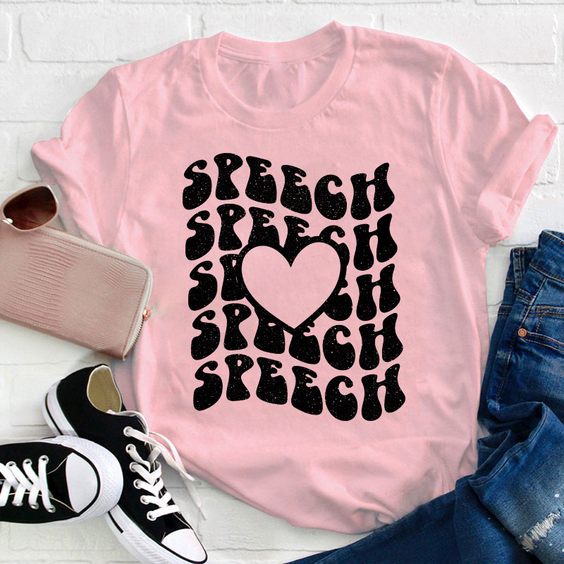 Speech Speech Love Heart Teacher T-Shirt