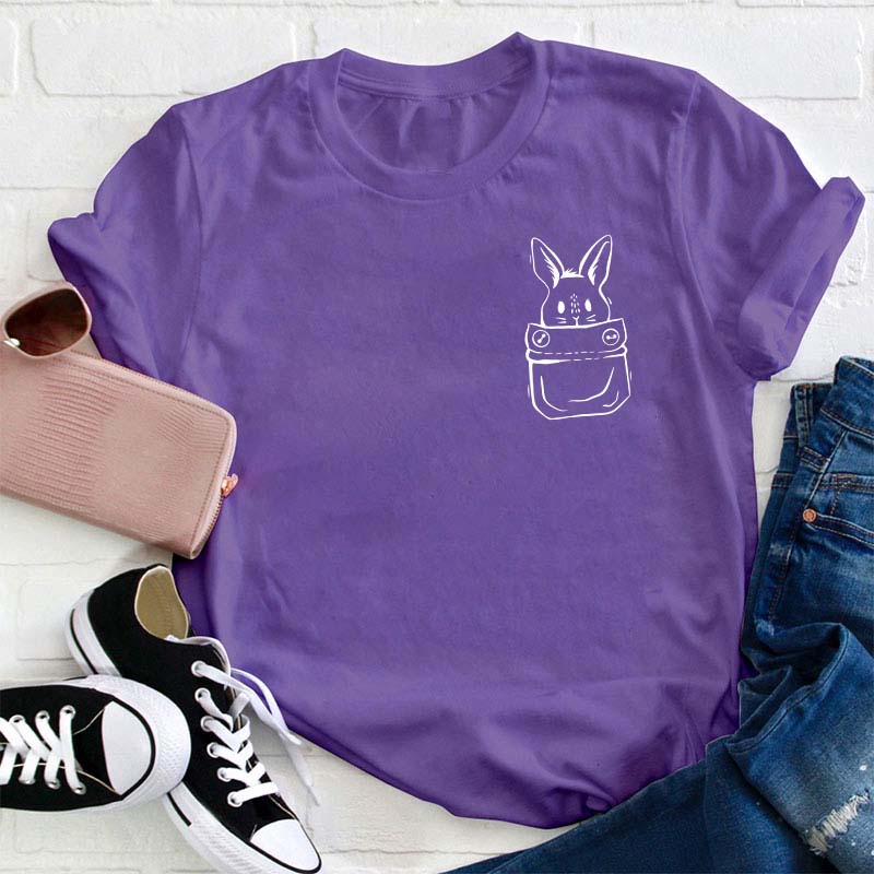 Bunny Easter Pocket Teacher T-Shirt