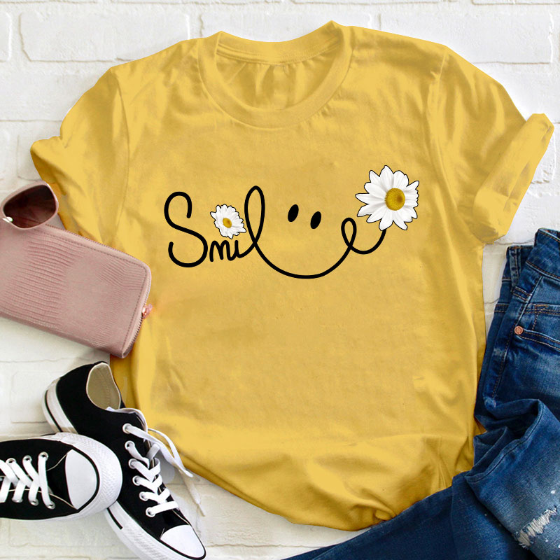 Daisy Smile Face Teacher T-Shirt