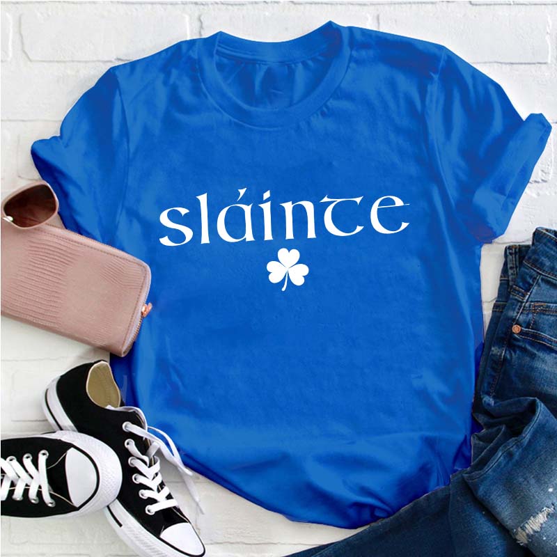 Cute Slainte Lucky Clovers Teacher T-Shirt