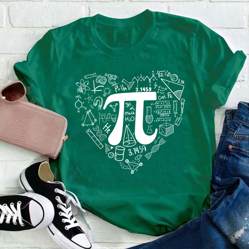Pi Day Math Heart Teacher T-Shirt