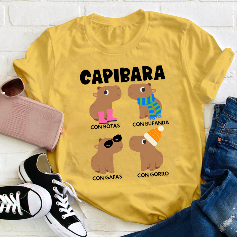 Funny Capybara Spanish Teacher T-Shirt
