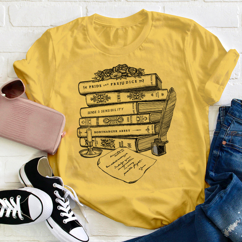 Jane Austen Book Collection Teacher T-Shirt
