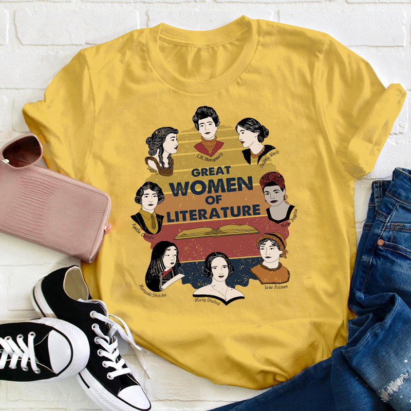 Retro Style Great Women Of Literature Teacher T-Shirt
