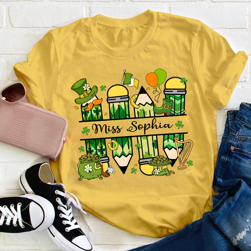 Personalized St Patricks Name Teacher T-Shirt