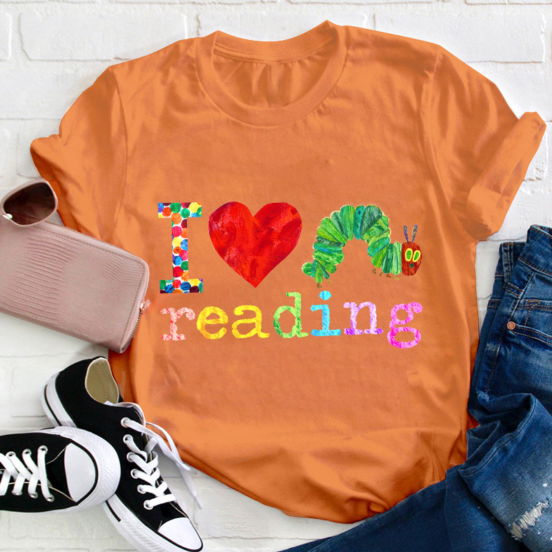 I Love Reading Caterpillar Teacher T-Shirt