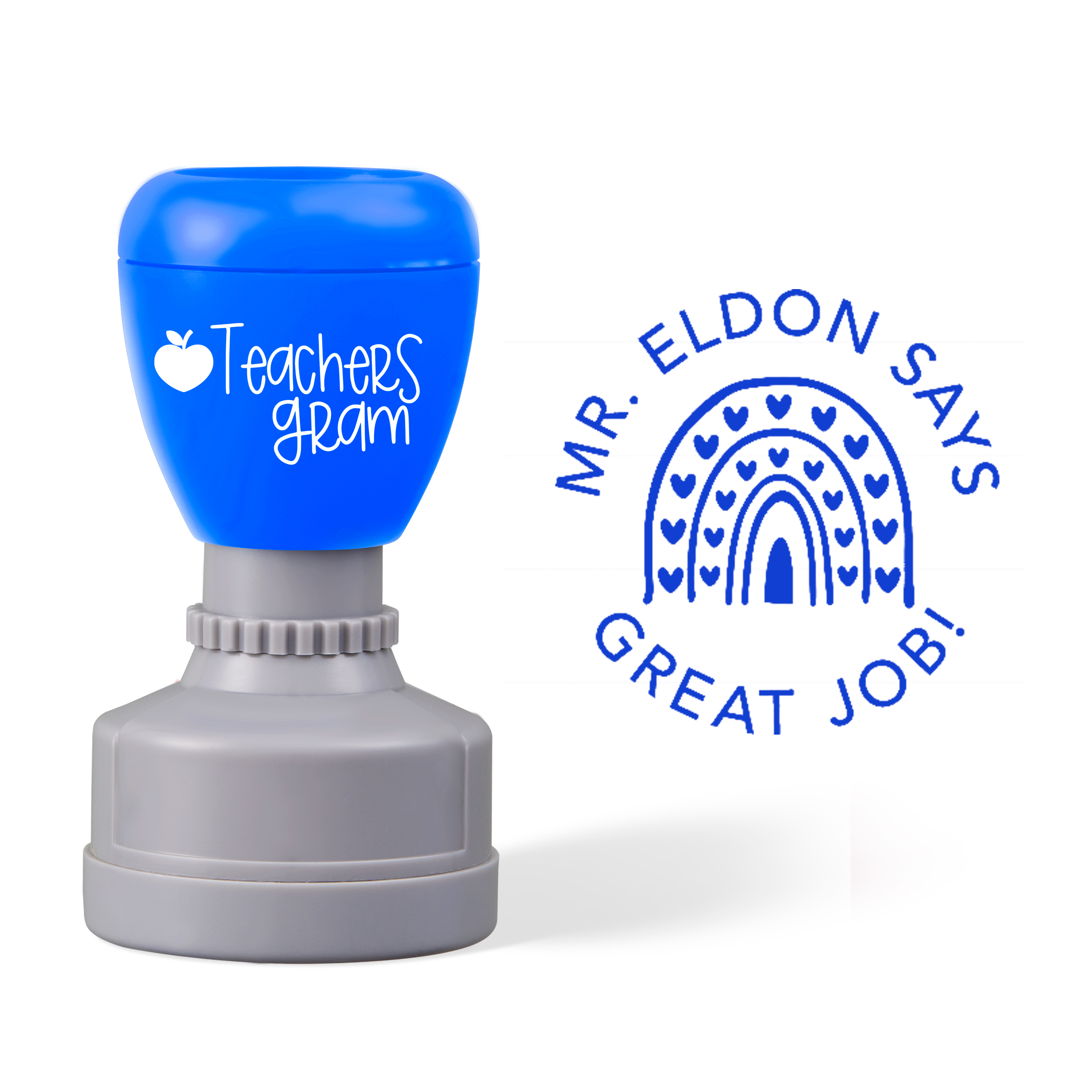 Personalized Name Great Job Love Rainbow Teacher Stamp