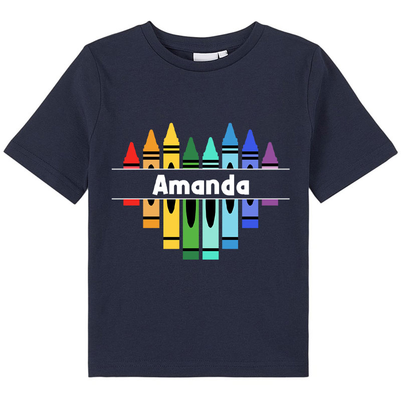 Personalized Name Colorful Crayons Class T-Shirt