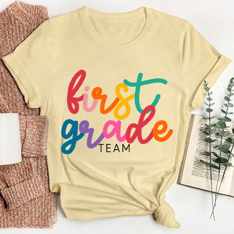 Personalized Simple Primary Color Teacher T-Shirt