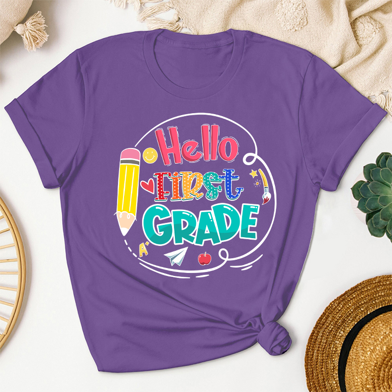 Personalized Hello Back to School Grade Teacher T-Shirt