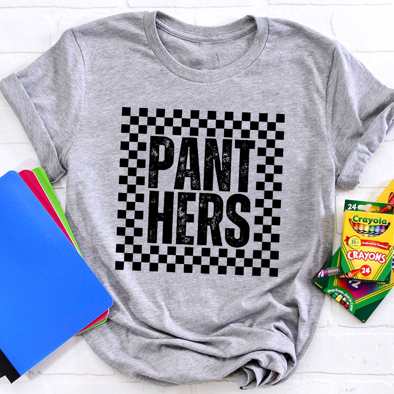 Personalized School Spirit Mascot Simple Lattice Design Teacher T-Shirt