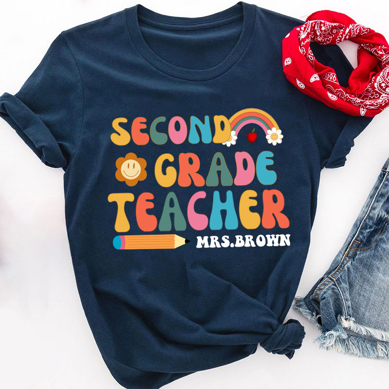 Personalized First Grade Teacher Teacher Name Letter T-Shirt
