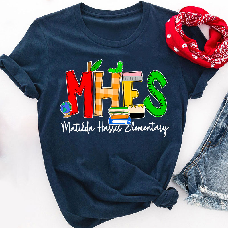 Personalized School Initials And Name Teacher T-Shirt
