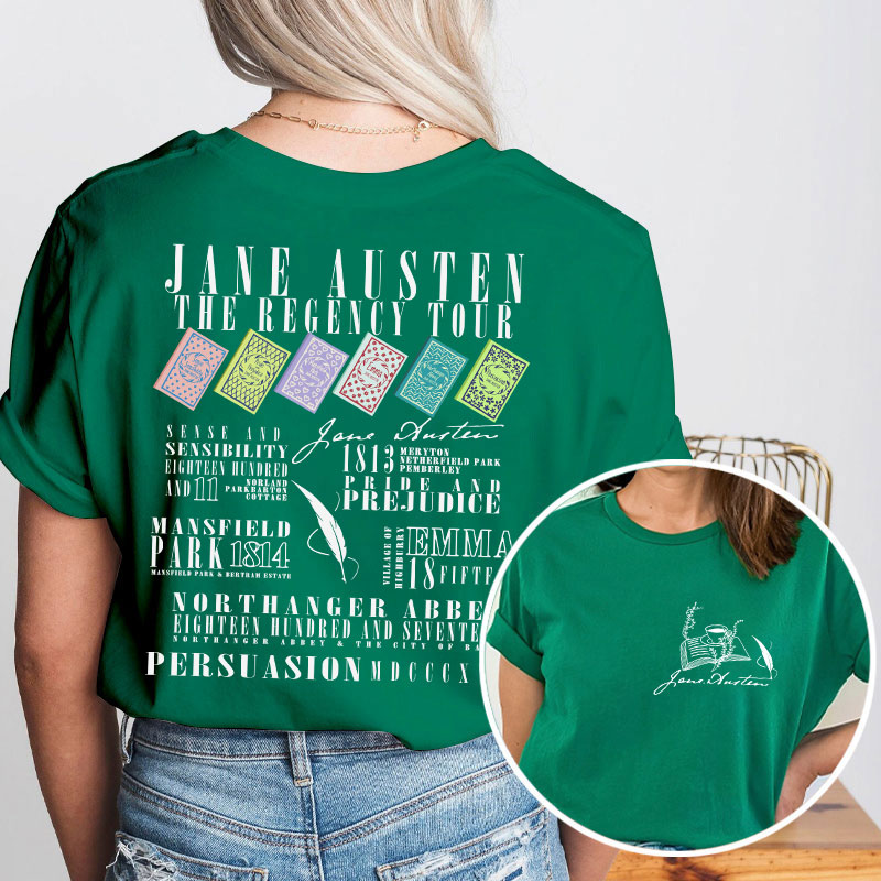 Jane Austen The Regency Tour Teacher Two Sided T-Shirt