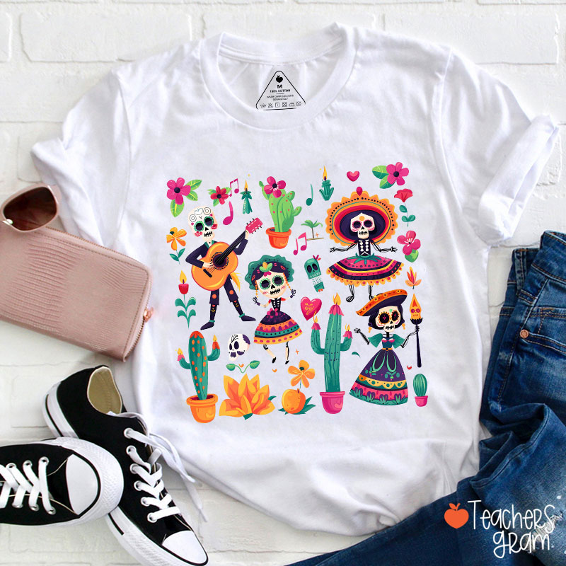 Day Of The Dead Floral Spanish Teacher T-Shirt