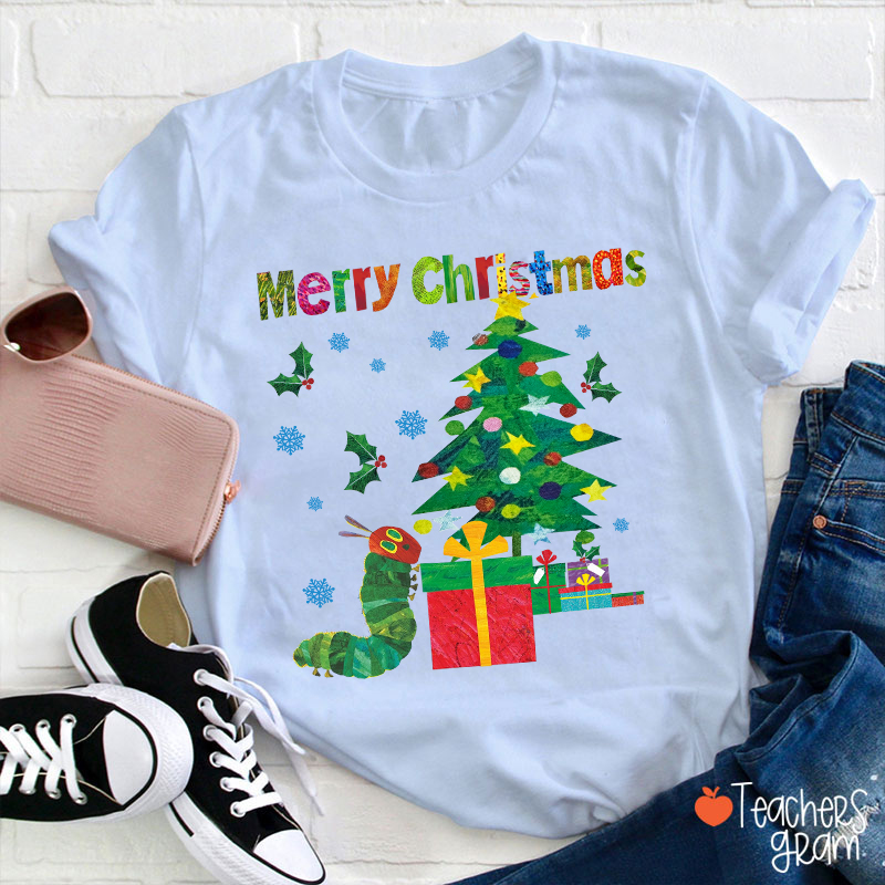 Very Hungry Caterpillar Merry Christmas Teacher T-Shirt