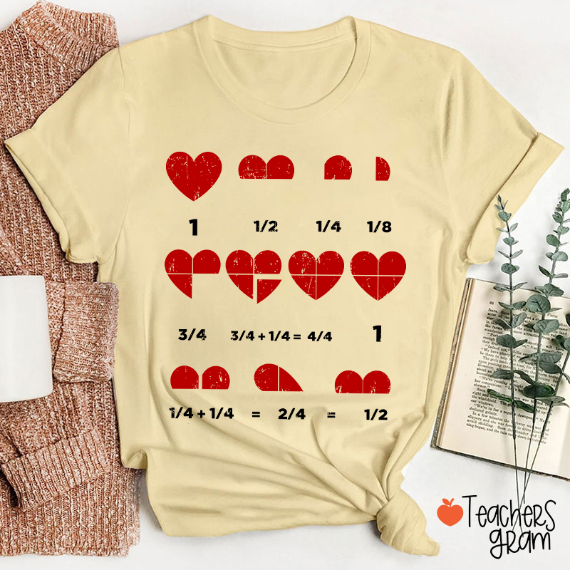 Math Red Hearts Teacher T-Shirt