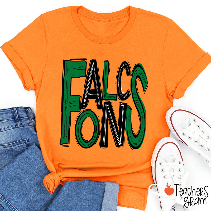 Personalized Mascot Doodle Letter Teacher T-Shirt