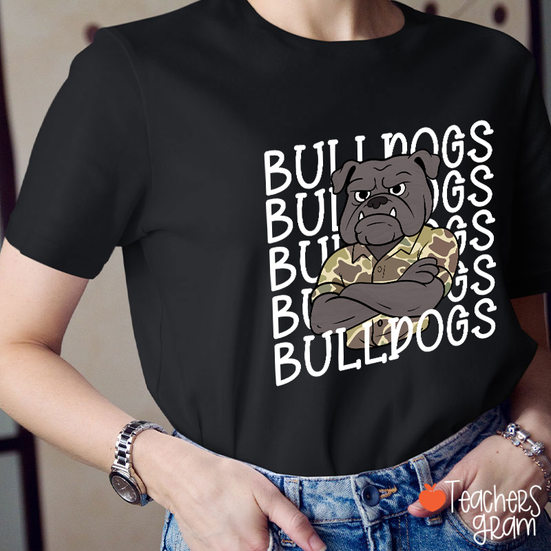 Personalized Mascot Camouflage School Spirit Teacher T-Shirt