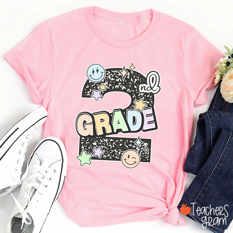 Personalized Grade Smiley Star Teacher T-Shirt