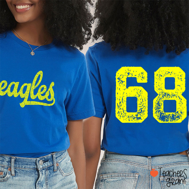 Personalized Mascot Comfort Colors Distressed Teacher Two Sided T-Shirt