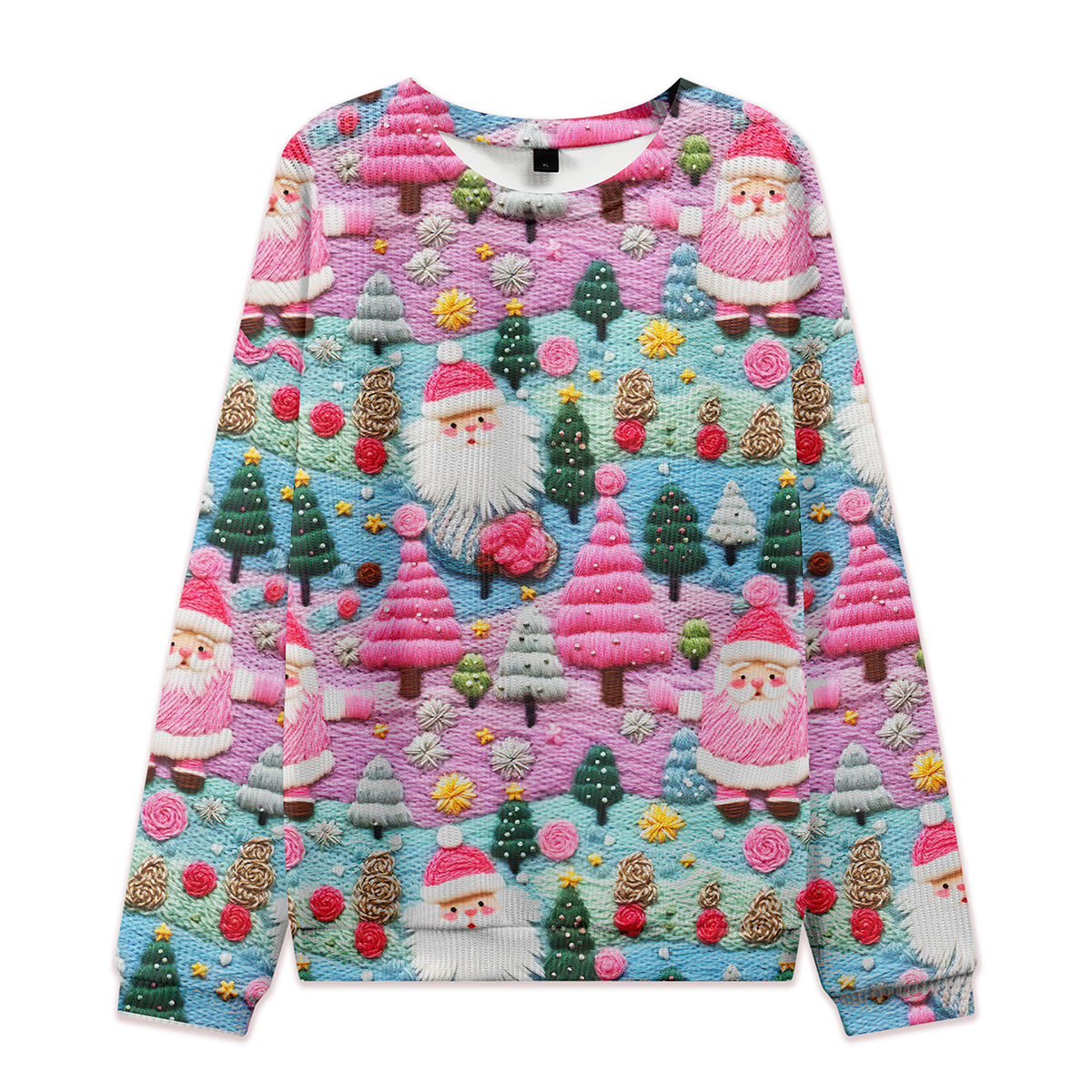 Pink Dreamy Christmas Teacher Cable Knit Sweatshirt