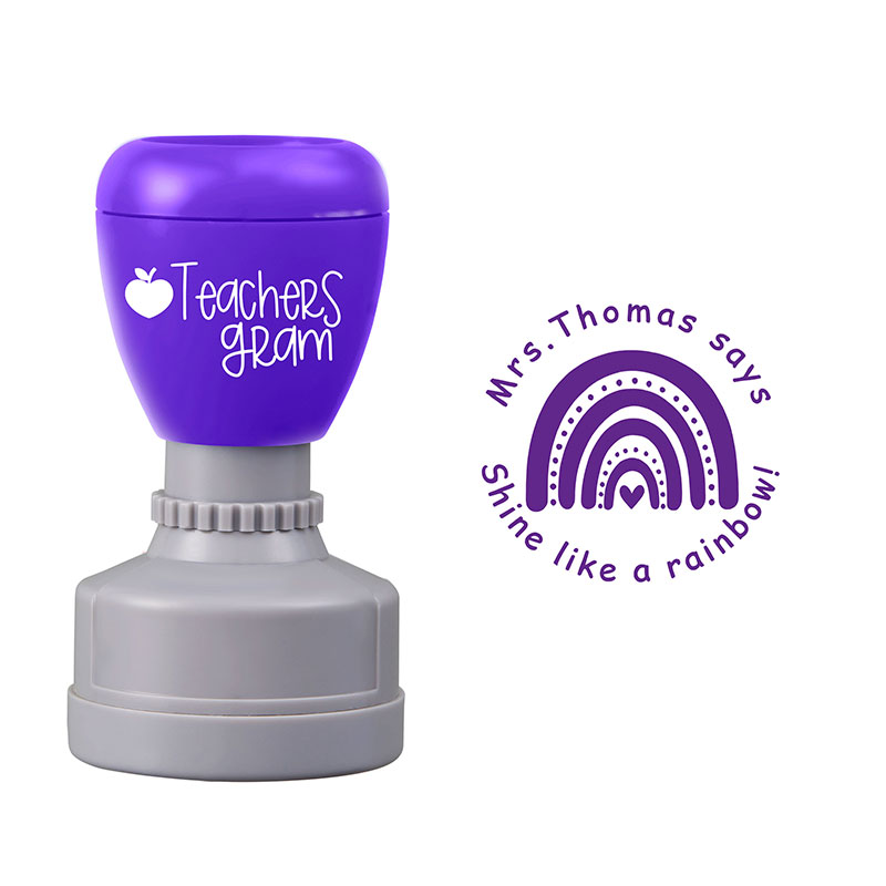 Personalized Shine Like A Rainbow Teacher Stamp