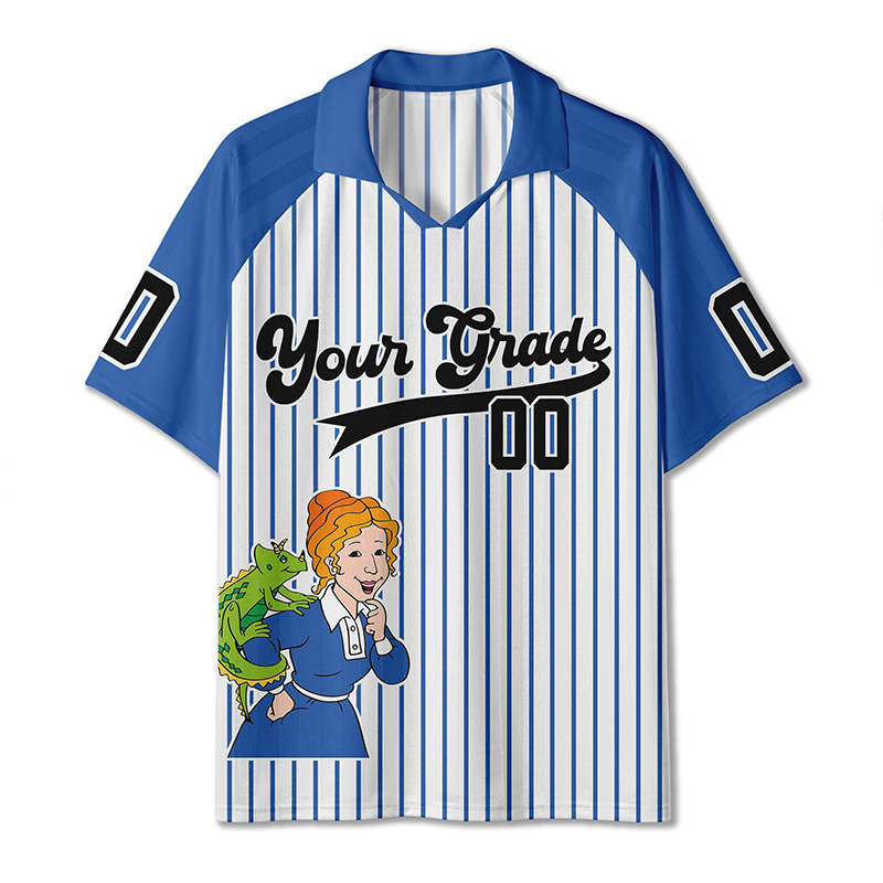 Personalized Grade And Number Cartoon Character Teacher Collar Jersey