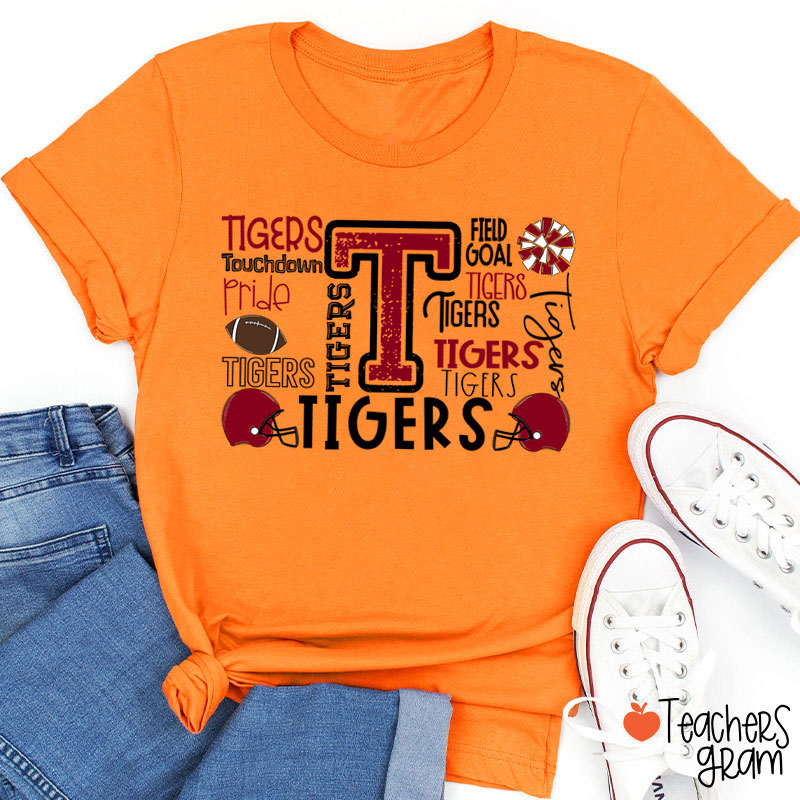 Personalized Mascot Football Pride Defense Field Goal Teacher T-Shirt