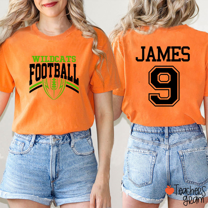 Personalized Mascot Football Game Day Teacher Two Sided T-Shirt